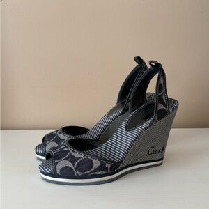 Coach Tawney Denim wedge heels